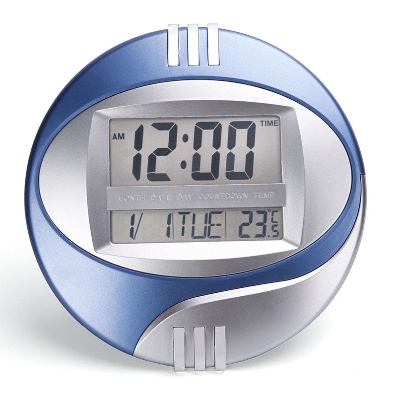 Anzahl Anzeige LED Elektronische Wanduhr Schlummern Tisch Uhr Stumm Halterung Uhr Runde LCD mit Kalender Temperatur