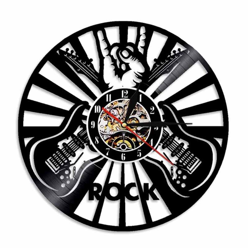 Vinyl aufzeichnen Wanduhr mit 7 Farben Ändern leuchtend LED Felsen Musik Spielen Uhr 3D Dekorative Hängen Zauberstab Uhr Hause Dekor