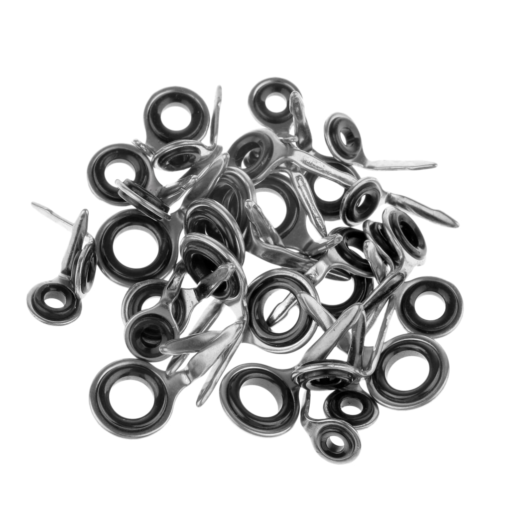 40 stücke Angelrute Führer Keramik Tipps Edelstahl Floß Stange Führer Ersatzteile und Tipps oben Angeln Zubehör 4 größen