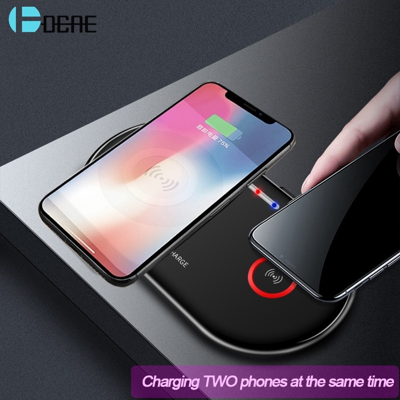 DCAE 20W Dual Qi Drahtlose Ladegerät Für iPhone 11 XS XR X 8 Airpods 2 Samsung S10 S9 Hinweis 10 9 typ C 10W Doppel Schnelle Ladung Pad