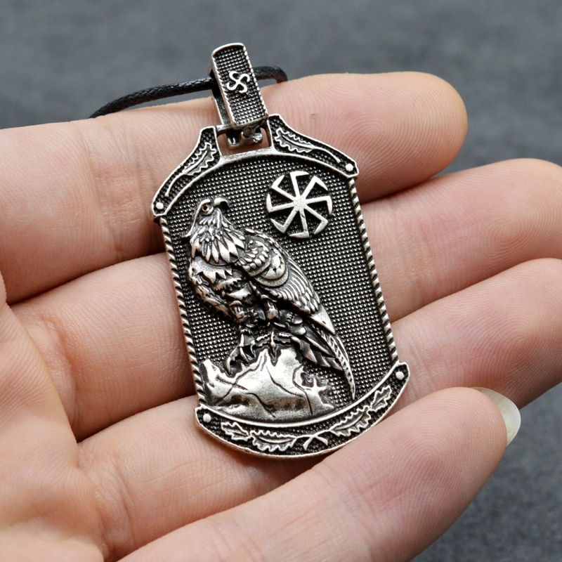 1 stücke nordisch Wikinger Anhänger Halskette Adler Mit Slawischen Symbol Amulett Halskette Für Männer Handgemachten Schmuck CT686