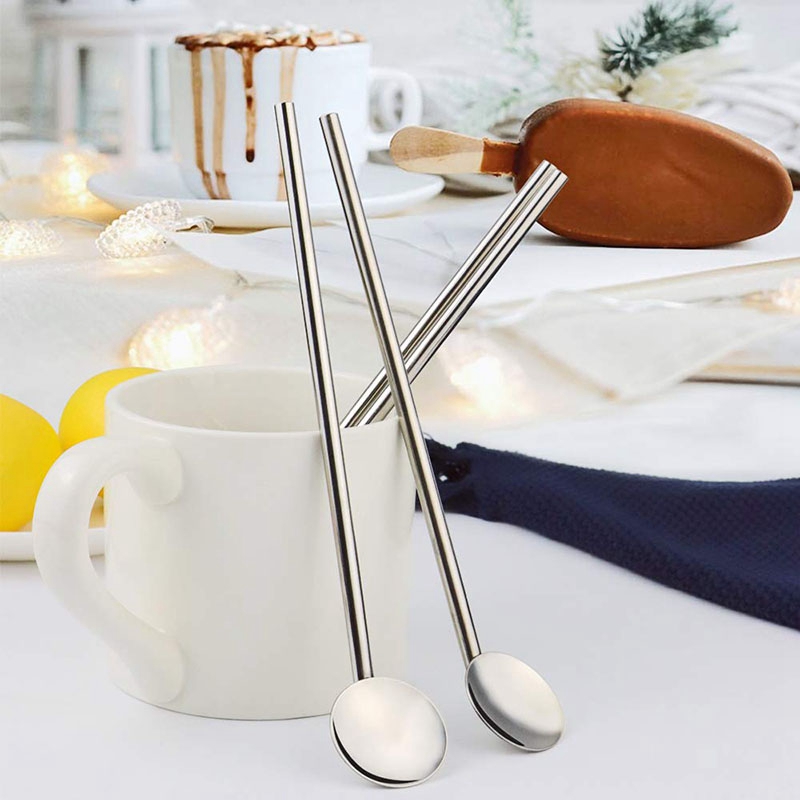 Wiederverwendbare Trinken Strohhalme, 12 Pack Edelstahl Strohhalme 8 Zoll Ultra Lange Rostfrei Trinken Löffel Strohhalme mit 2 Pack Lange Sauber