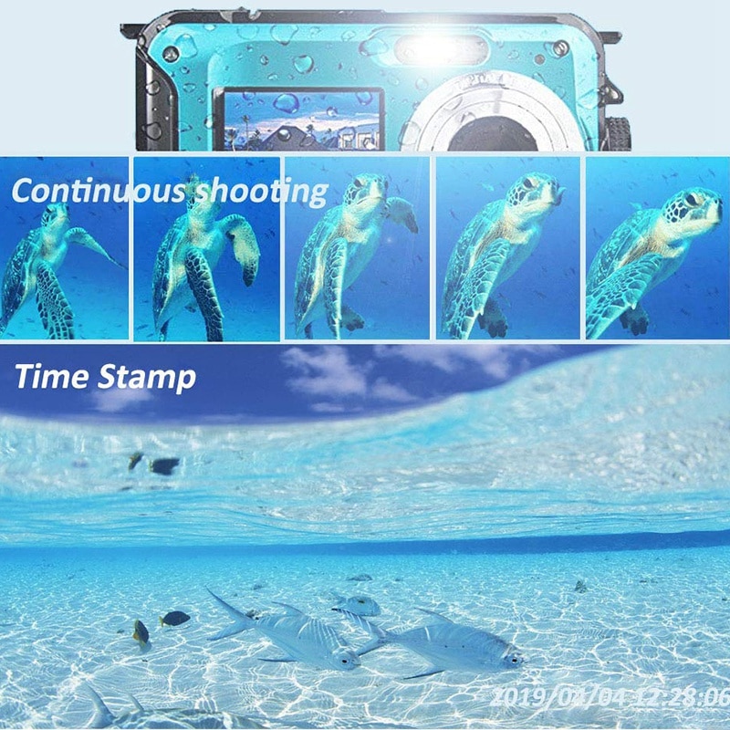 Unterwasser Kamera 24.0MP Wasserdichte Digital Kamera Volle HD 1080P Selbst-Timer Dual-Bildschirm Video Aufnahme Wasserdichte Kamera für Sn