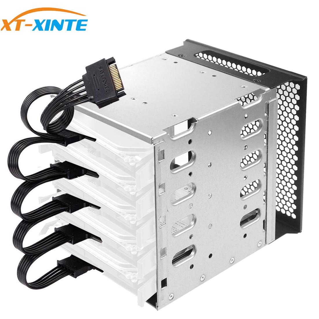XT-XINTE 5x3.5 'HDD Festplatte KäFeige Gestell SAS SATA Festplatte Disk Tablett Caddie mit DC12V 4Stift 12cm Lüfter für Computer Zubehör