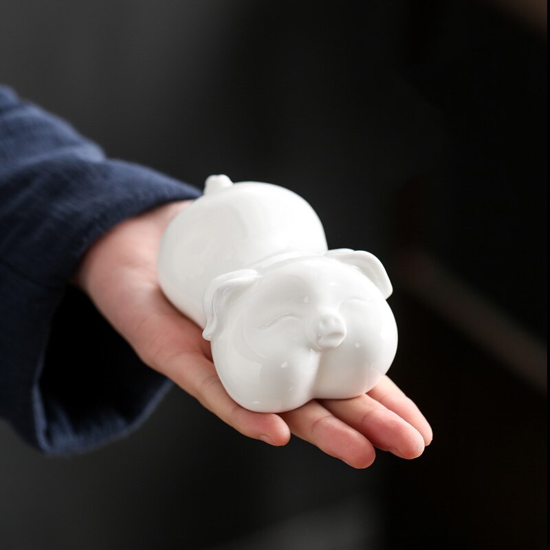 Chinesischen Stil Nette Keramik Tee haustier Schwein Weiß Porzellan Handwerk Tee dekoration wohnkultur Tee zeremonie zubehör