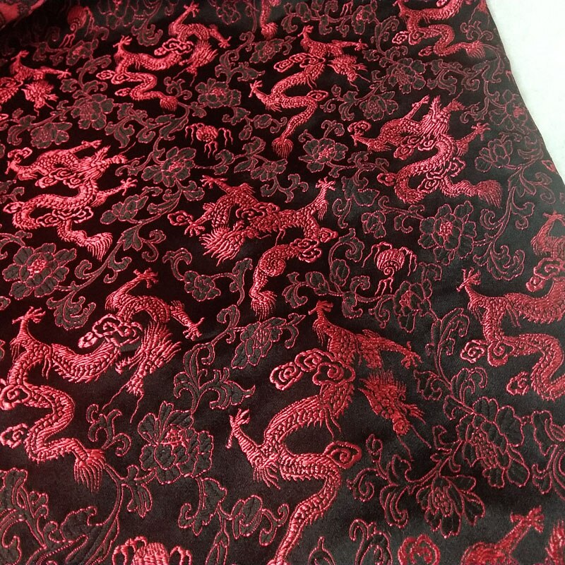 ViaPhil Tranditonal Schwarz verrotten Drachen Brokat Stoff Jacquard Bekleidung 50x72cm Tuch Kleid Polster Einrichtung Materil