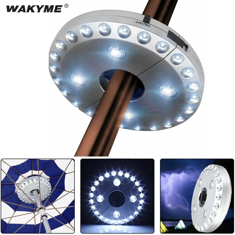 WAKYME 28 LED kabellos Terrasse Regenschirm Pol Licht Tragbare Camping Lampe Hängen Zelt Lampe Garten Laterne Notfall Beleuchtung