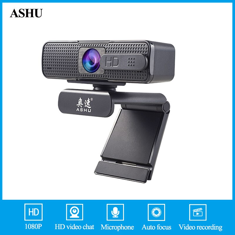 ASHU H701 HD Webcam 1080P Auto Fokus USB Stecker Spielen, mit Netz kamera abdeckung und Mikrofon Netz kamera für Computer treffen lehren