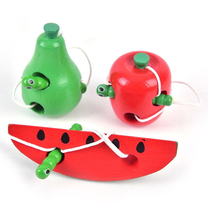 1 PC Simulation Wurm Einfädeln Spielzeug Bildung Baby Kindergarten Gewinde Apfel Birne Spielzeug Bildung Spielzeug Lehrmittel