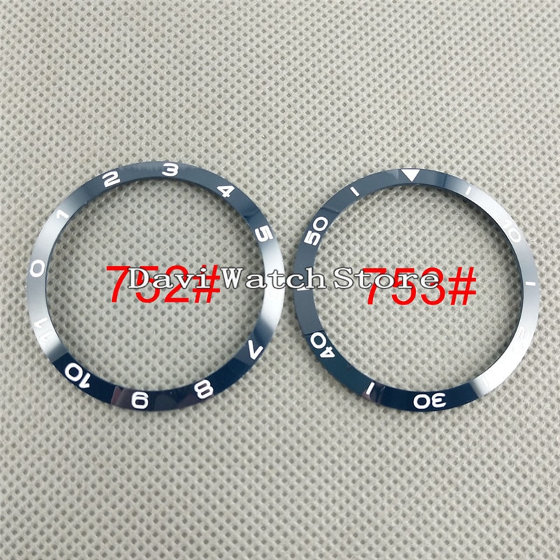 39mm Schwarz/Blau Keramik Uhr Lünette Zubehör Bausatz passen 41mm Uhr