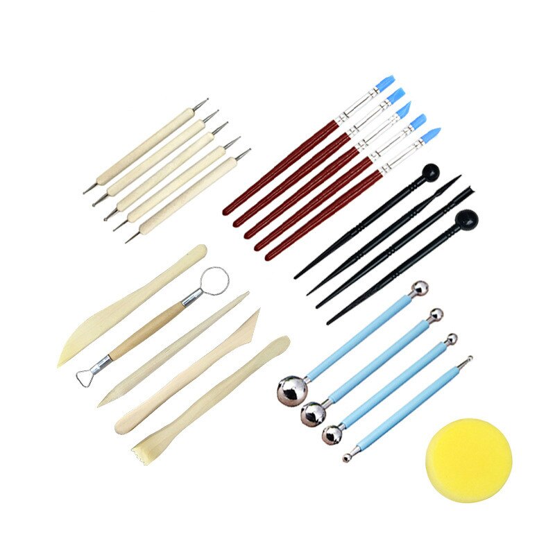 24 sätze von Tonne kunststoff keramik werkzeuge kombination DIY Tonne modellierung Tonne schlamm Tonne schlamm skulptur Schüler werkzeuge büro liefert