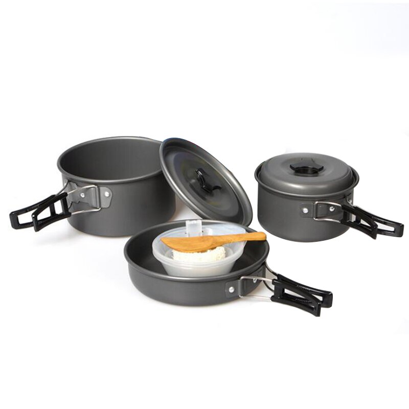 dauerhaft Aluminium Legierung Kochgeschirr Tragbare Picknick Pfanne einstellen Für draussen-aktivitäzehn Tragbare Camping Kochgeschirr draussen Camping Picknick