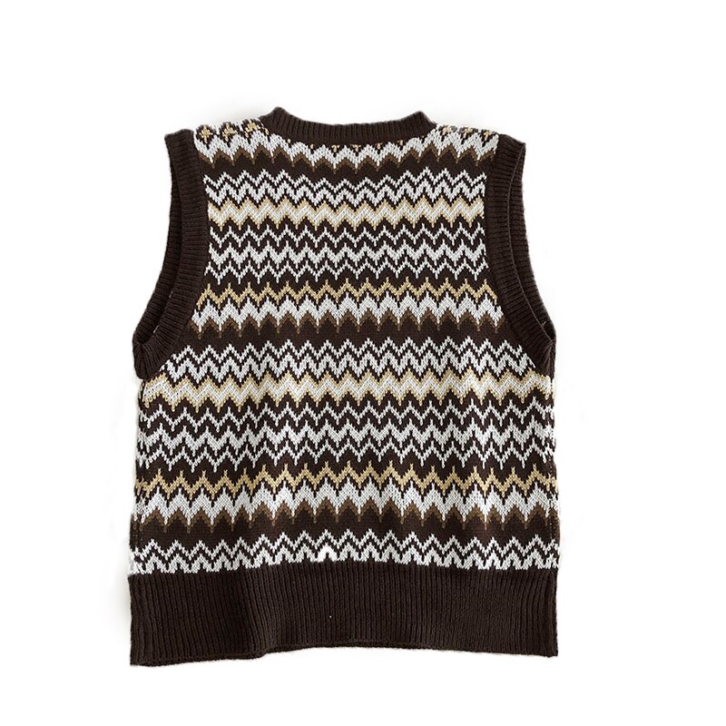 Geometrische retro Elegante Westen lässig Ärmelloses Strick Westen retro Streetwear Winter Westen