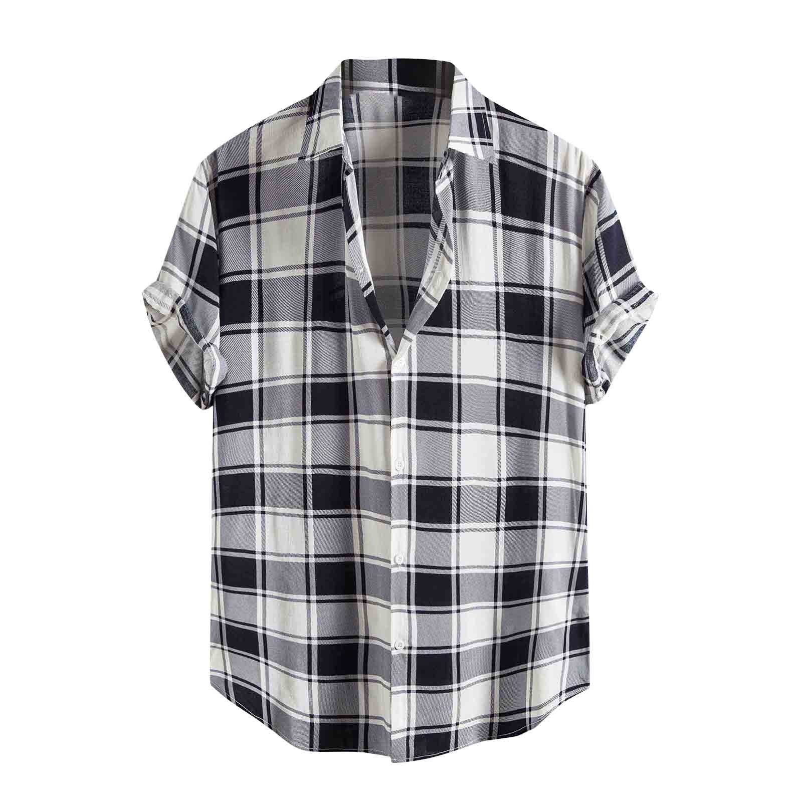 Sommer Männer hawaiisch Shirt Plaid Druck Revers Kurzarm Bluse Streetwear Geschmack lässig Hemden Camisa Masculina