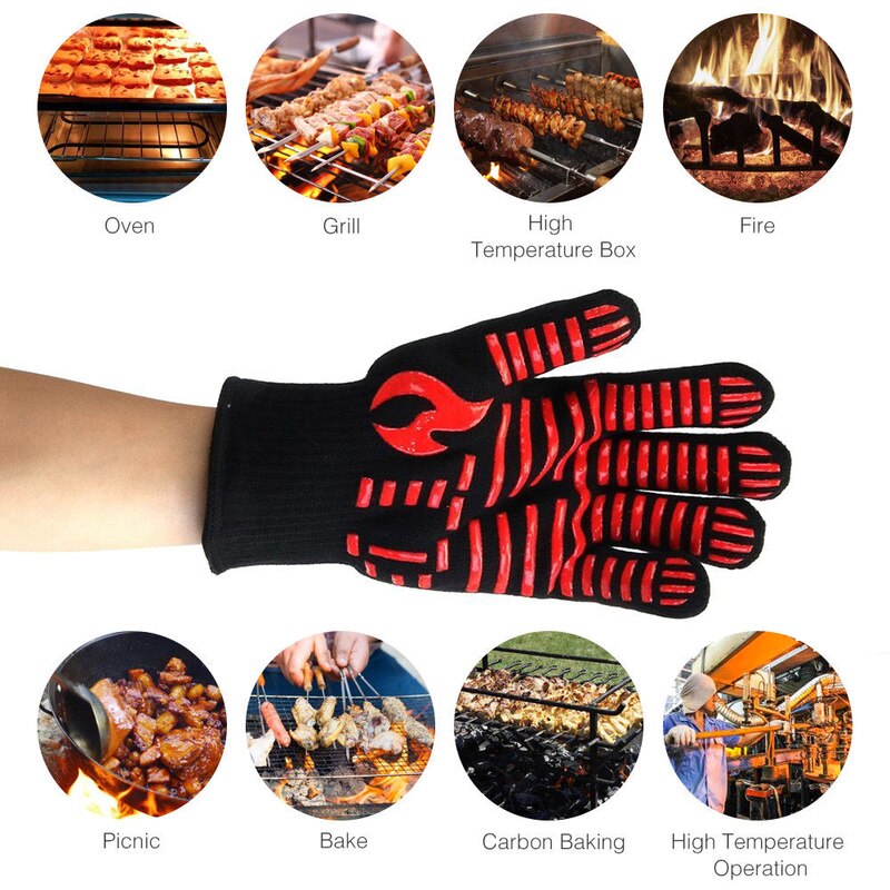 FANHHUI Feuer Isolierung Sicherheit Handschuhe Wärme Beständig Handschuh Aramid BBQ Handschuh Backofen Küche Backofen Handschuhe