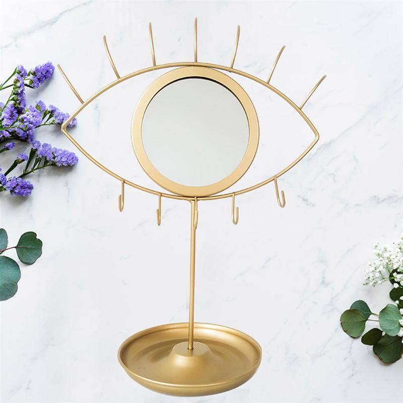 Auge Geformt Eisen Kunst Schreibtisch machen-hoch Spiegel Mädchen Schlafzimmer Schreibtisch machen-hoch Spiegel Schreibtisch Spiegel für Frauen Mädchen (Goldene)