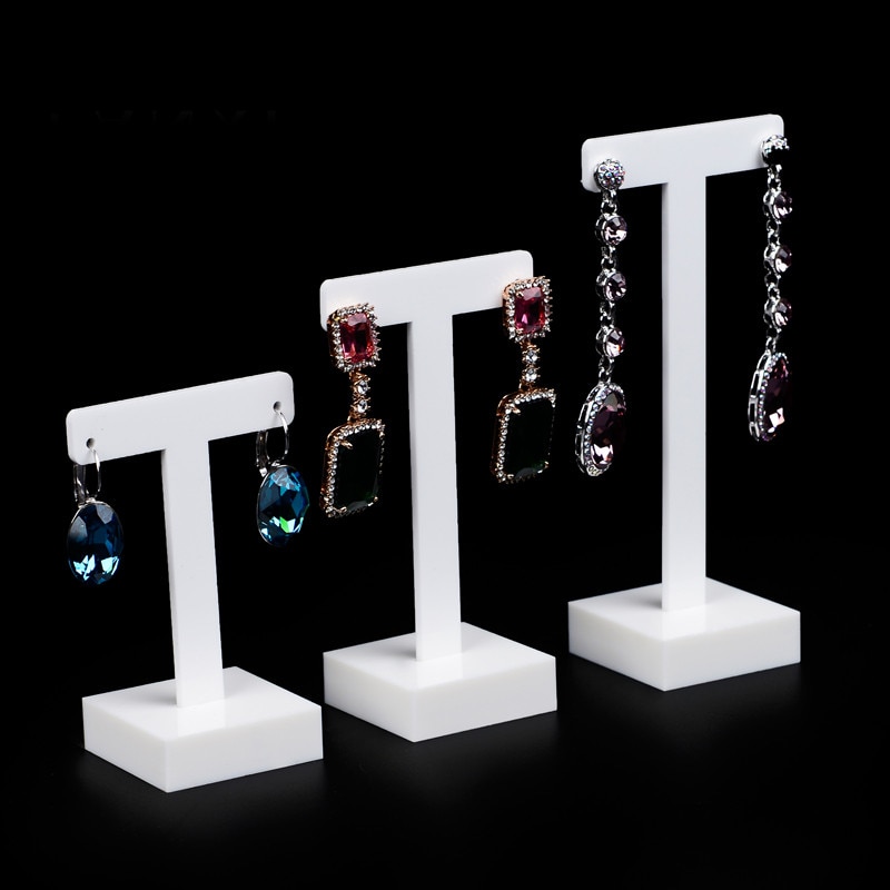 viel von 3 Weiß Acryl Ohrringe Anzeige Halfter Acryl Schmuck Anzeige Halfter T bilden Zucht Ohrringe Ohrringe Schaufenster