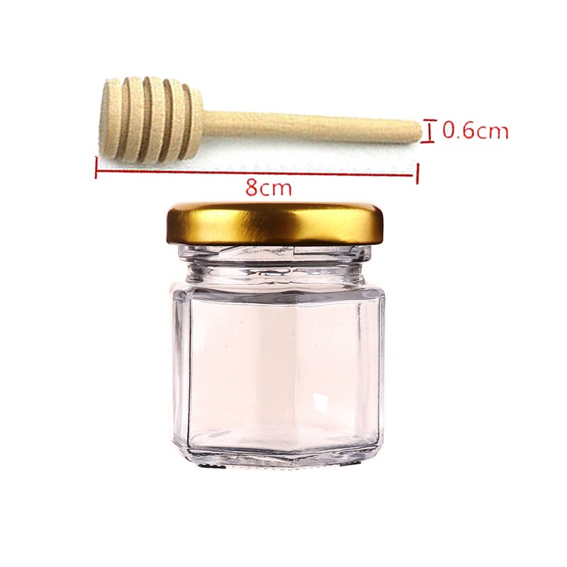 X22 Sechseckigen Mini Glas Honig Glas 45ml Kapazität 1,5 unzen Honig Glas Mit Metall Abdeckungen Honig Gläser für hochzeit Partei