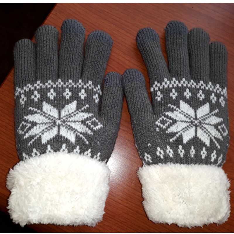 warme Winter Weibliche Handschuhe Wolle Gestrickte Handgelenk Handschuhe Frauen Männer Schneeflocke aufbringen Volle Finger unisex Handschuhe Fäustlinge alle Spiel