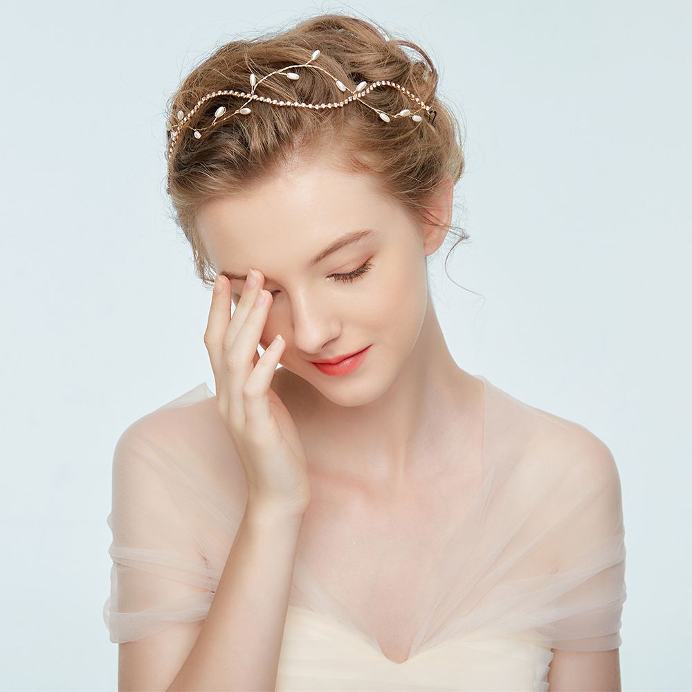 Elegante Frauen Kristall Perle Braut Haarband Krone Diademe Hochzeit Haar Zubehör Haar Schmuck ridal Haar Zubehör