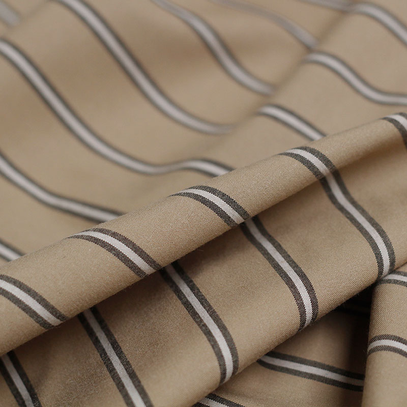 Importiert khaki farbe streifen reiner baumwolle karte stoff frühling und herbst frauen kleidung windjacke hosen kleidung stoff