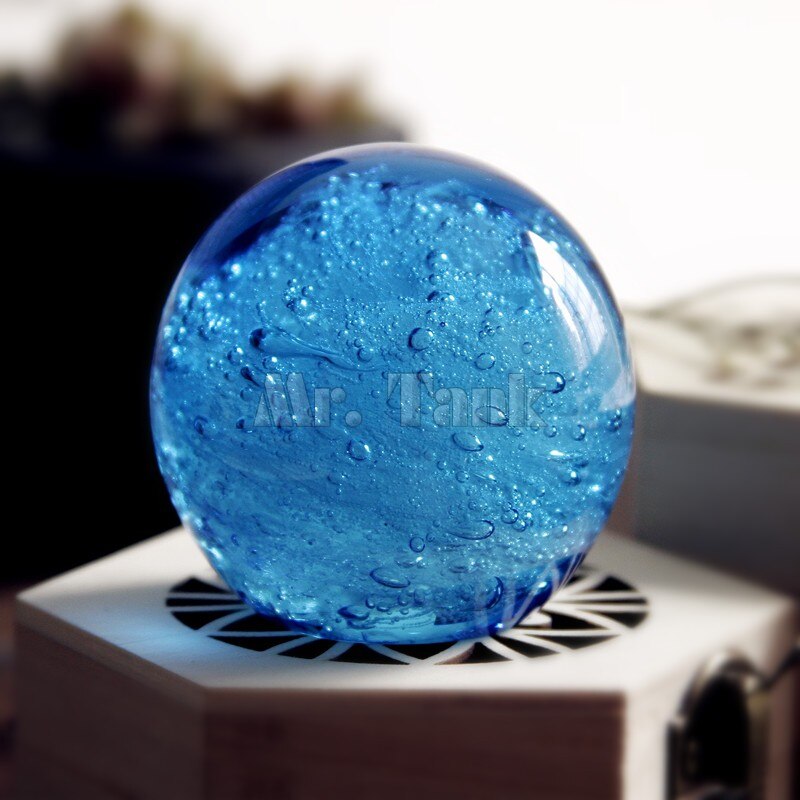 Künstliche Kunst Glas Ozean Blau Briefbeschwerer Ball Handgemachte Glasierte Ball Luxus Heimat Haus Dekoration Ornament