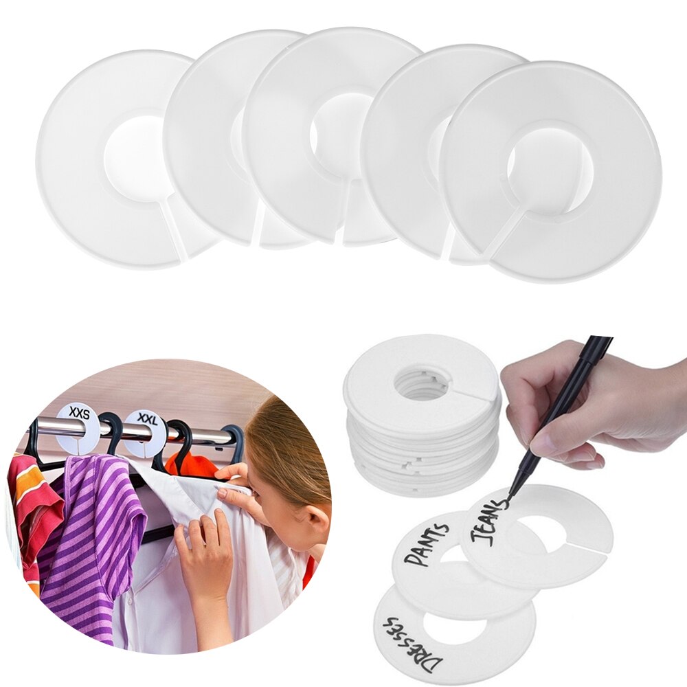 5Stck Weiß/Schwarz DIY Kleidung Größe Teiler Runde KleiderbüGel Wandschrank Teiler Für Kleidung Oder Zu Hause leer Teiler kennzeichnung Ring