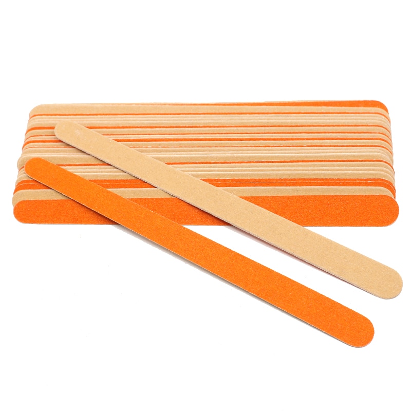 50 Stck Nagel Kunst Schleif Dateien doppelseitige Holz Puffer Nagel Kunst Dateien Orange Schmirgel Gremium Kalk eine ongle schleifpapier Manikübetreffend Puffer