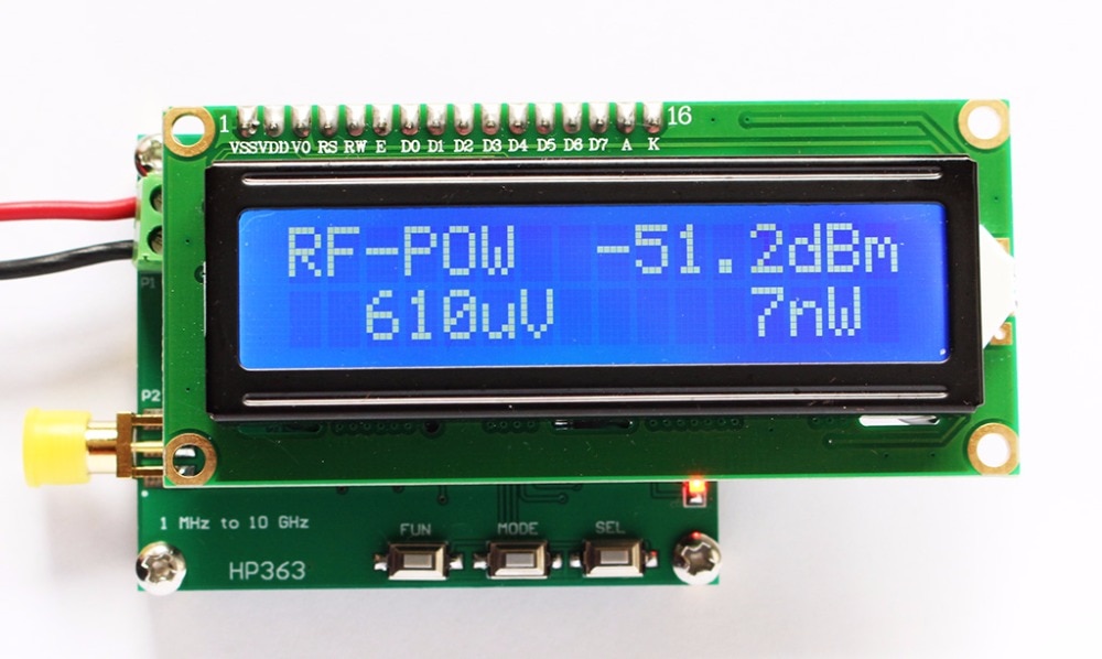Freies HP363 RF Energie Meter 1MHz ~ 10GHz -50 ~ 0dBm können einstellen RF Energie dämpfung wert Sensor