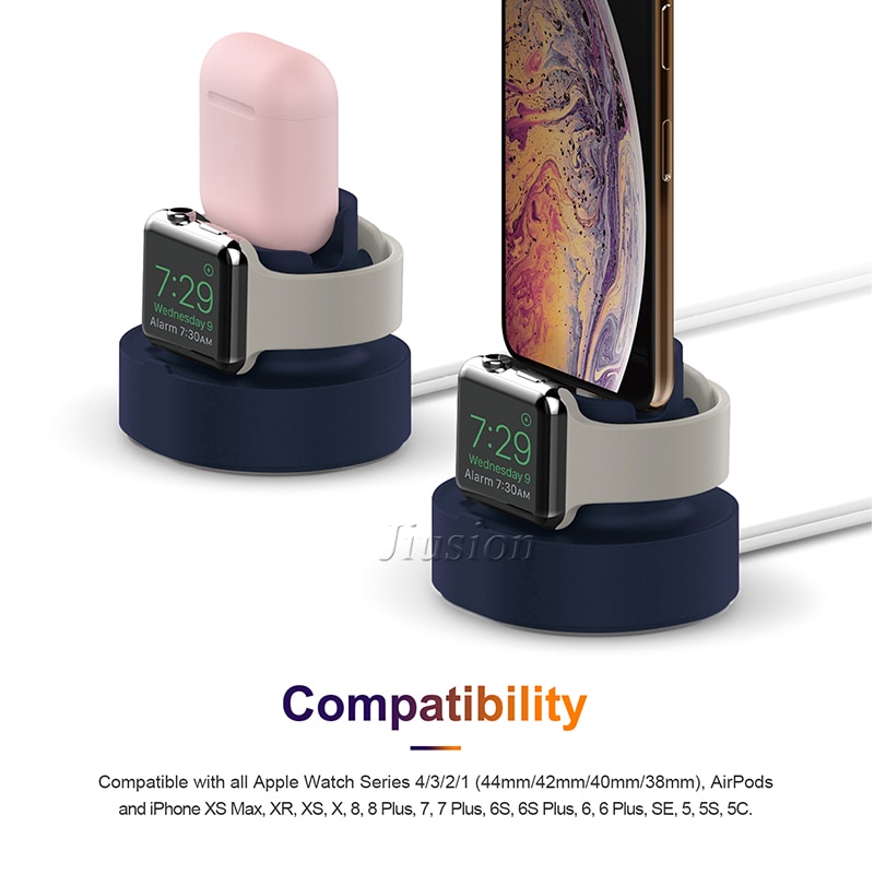 2 in1 Silikon Ladegerät Halfter Für Apfel Uhr/Iphone/Airpods Profi Ladestation Schnelle Ladegerät Induktion Dock Iphone zubehör