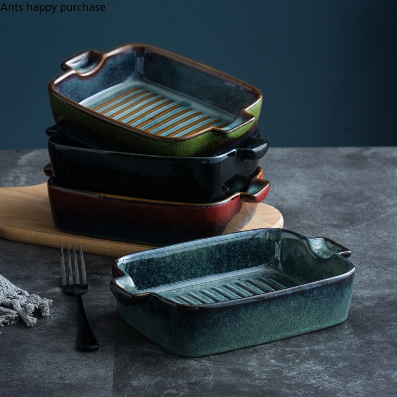 Ofen Ändern Keramik Backformen Hause Ofen Gewidmet Backen Platte Abendessen Platte Gebacken Schüssel Multifunktionale Geschirr Dekoration Schüssel