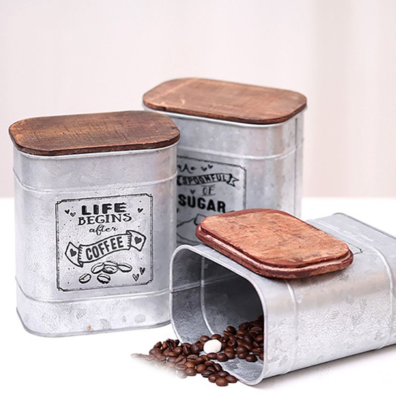 Jahrgang Metall Platz Süßigkeiten Schmuck Zinn Lagerung Kasten mit Holz Abdeckung Dosen Kaffee Tee Gewürz Schmuck fallen T8wir