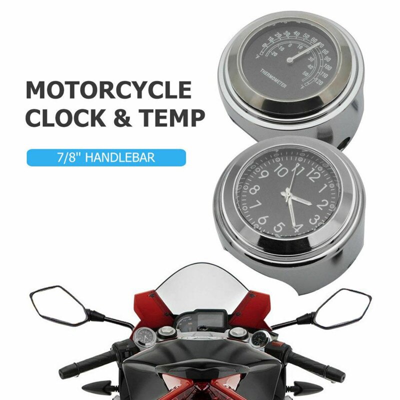 Motorrad Uhr Lenker Uhr Gegensprechanlage Dekoration Moto Montieren Zifferblatt Uhr Styling Wasserdicht Thermometer Motorrad Zubehör
