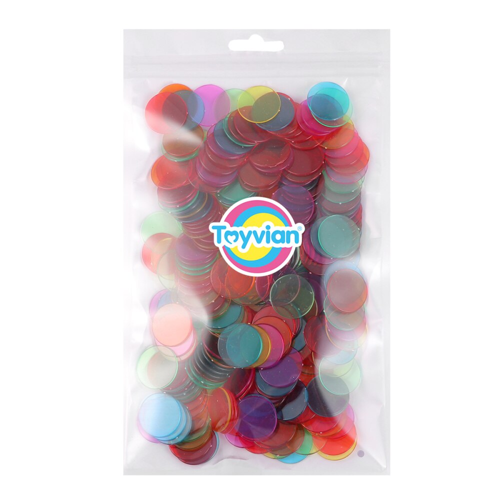 Toyvian 300Stck 19mm Zählen Bingo Chips Bingo Spiel Karten Bingo Marker für Karneval Bingo Spiele (Blau, verrotten, Gelb, Grün,