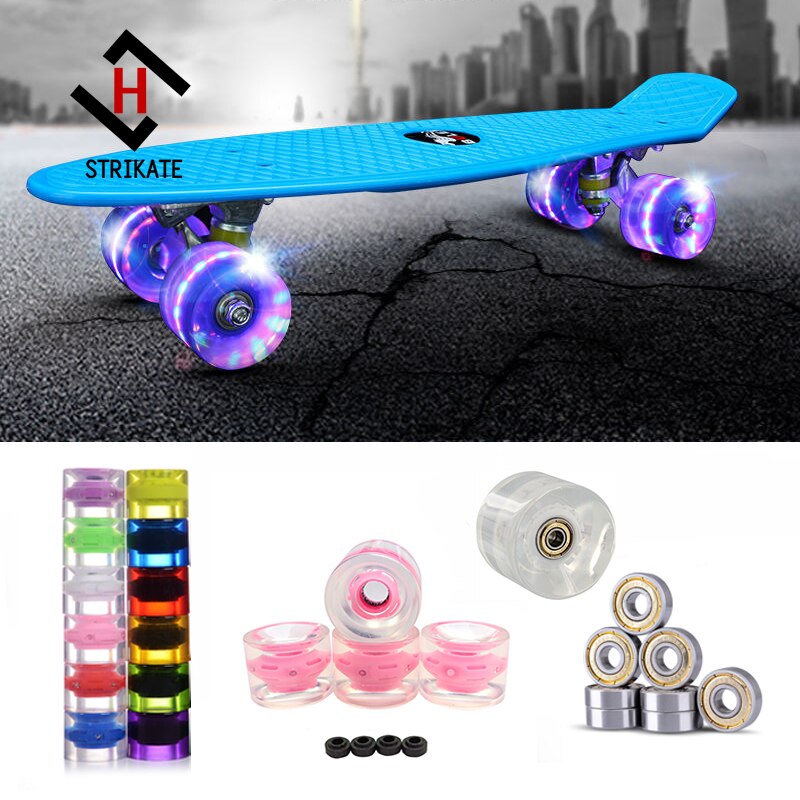 EIN einstellen von 4 Profi Longboard Räder 70mm 78A LED 3 farbe Skateboard Räder mit ABEC 11 Lagerbier und Abstandshalter Beleuchtung