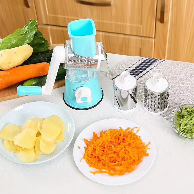 3 in 1 Manuelle Gemüse Cutter Schneidemaschine Multifunktionale Runde Schneidemaschine Kartoffel Käse Gemüse Spiralizer Küche Zubehör