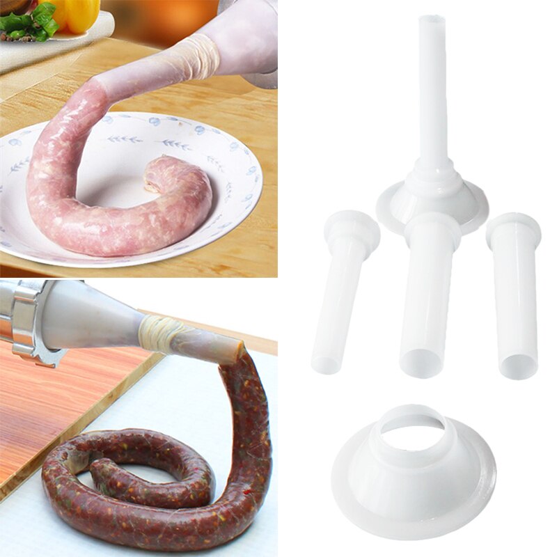 3 + 1 teile/los Fleischwolf Wurst Füller Füllung Rohre Trichter Düsen Für Wurst Hersteller Wurst Rohr Hülse mit 7,5 cm 5,7 cm Basis
