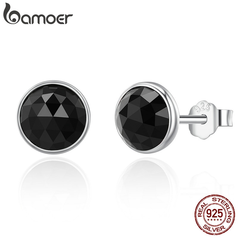BAMOER 100% 925 Sterling Silber Juni Tropfen Ohrringe, Schwarz Kristall Zucht Ohrringe Frauen Sterling Silber Schmuck PAS523