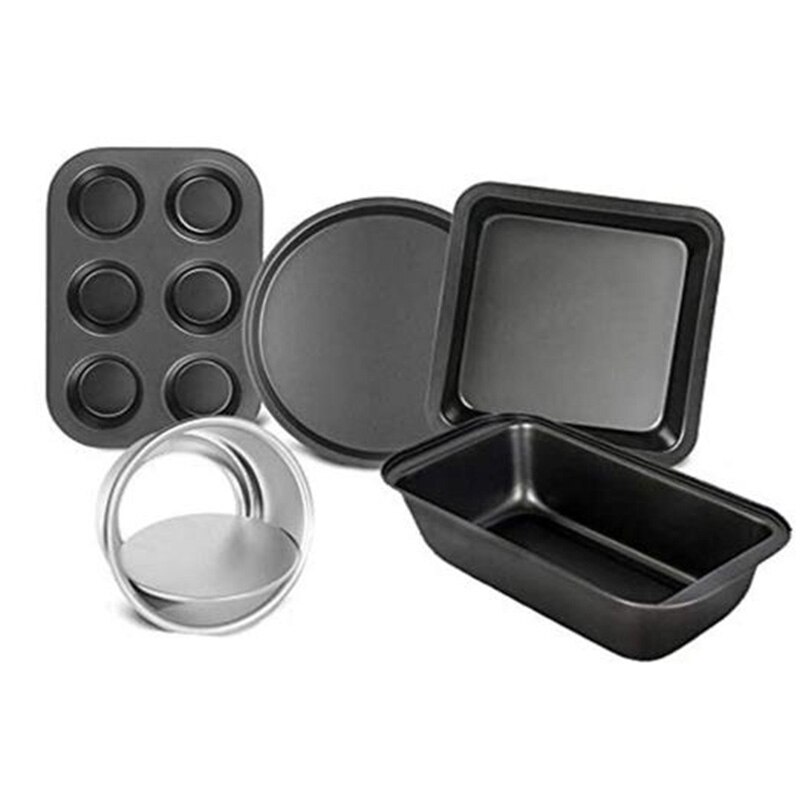 Kuchen Pfanne einstellen,5 Stck Backformen, Toast Pfanne, Platz Kuchen Pfanne,8 Zoll Pizza Pfanne, 6 tassen Muffin Pfanne, 6 Zoll Live Boden Backen Pfanne