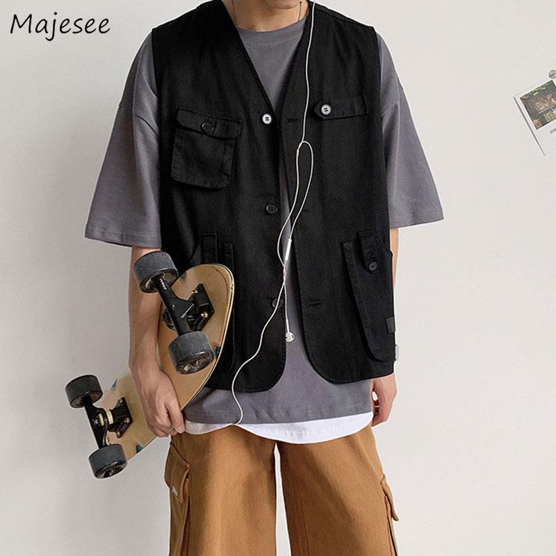 Westen Männer Taschen Ärmellose Mäntel Westen Freizeit schick Täglichen Outwear Mens Safari Stil unisex Paare BF Jugendliche Harajuku Weste