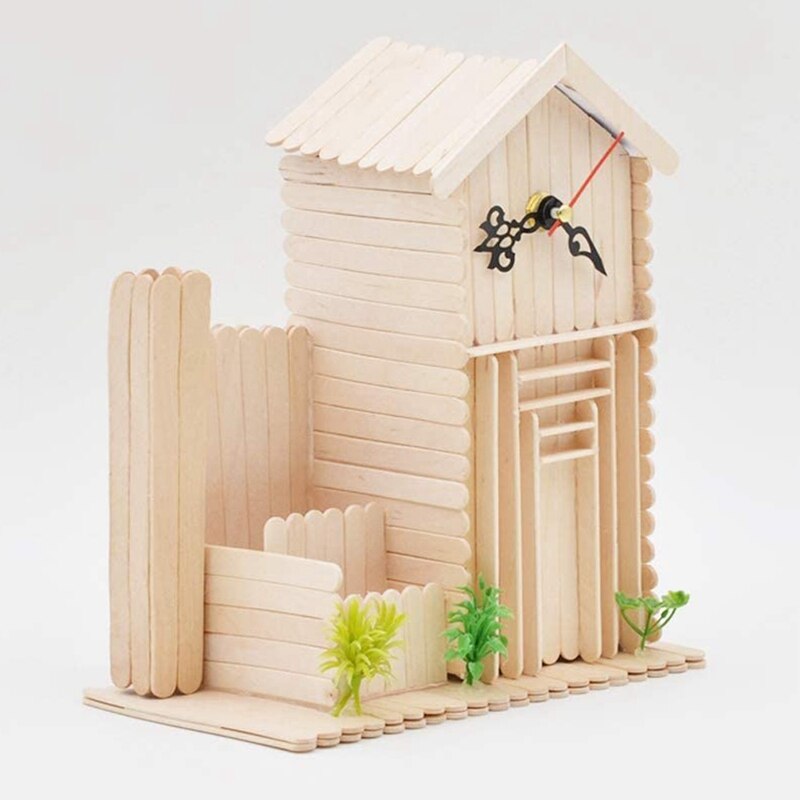 Sicle Stock 200Stck Handgemachte Eis Eis Super Lange Natürliche Holz Handwerk Stock (11,4 cmx 1,0 cm)