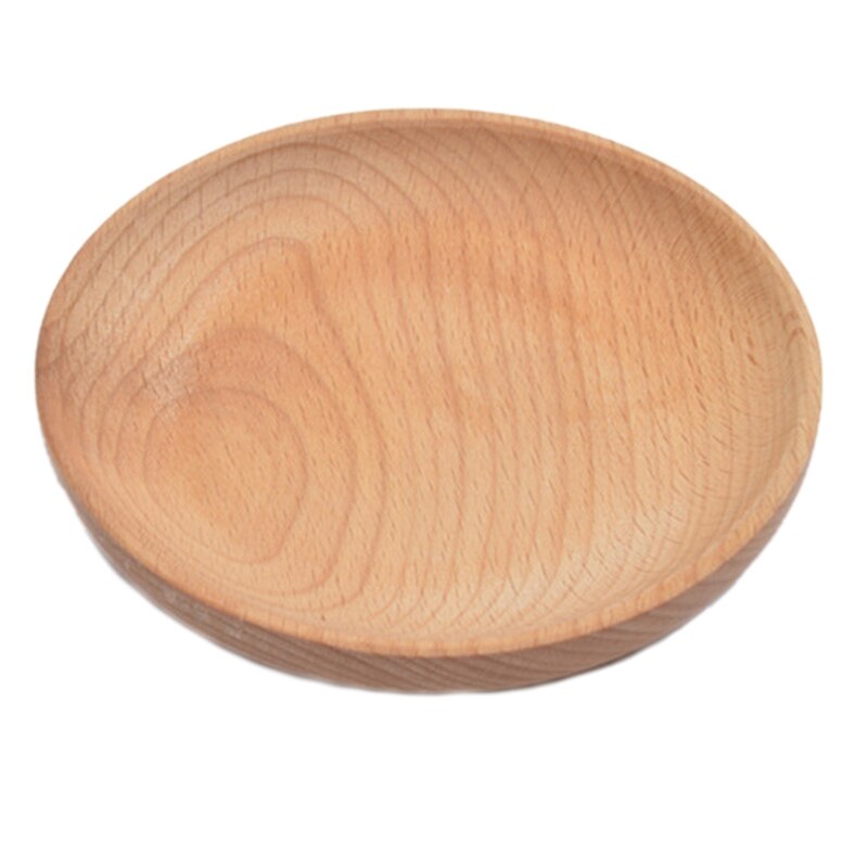 -6Stck Buche Holz Runde Abendessen Platte Westlichen Lebensmittel Runde Nachtisch Tablett Snack Obst Trockenen Obst Veranstalter Halfter Hause D