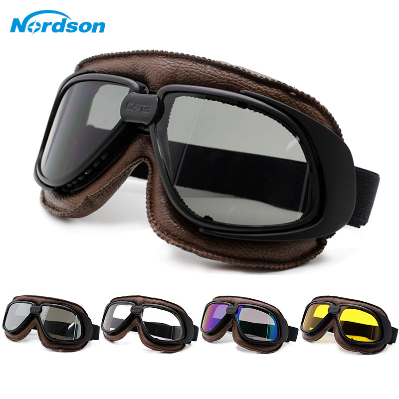 Nordson Motorrad Brille Helm Motorrad Goggle Glas Jahrgang Pilot Radfahrer Leder Moto Fahrrad ATV Goggle
