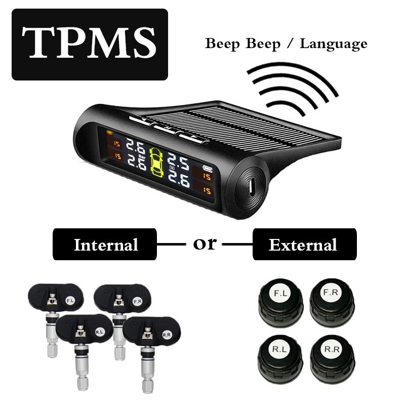 Auto Solar- tpms Monitor drahtlose reifendruck überwachung Alarm oder Stimme System LCD farbe Anzeige Zwei Installation