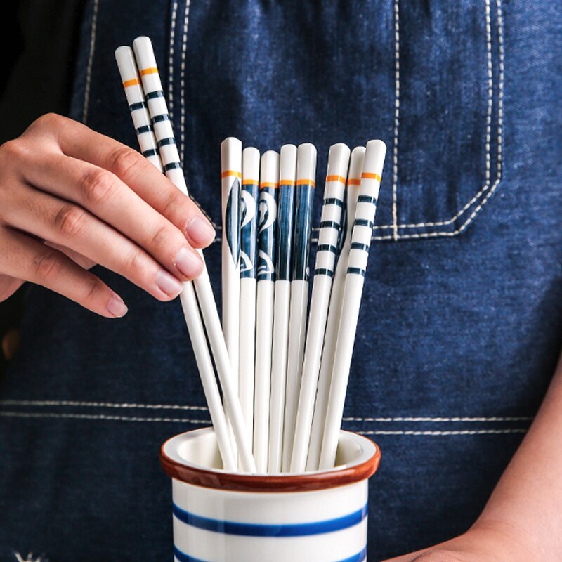 Keramik Japanische Stäbchen Mehrweg Sushi Stäbchen einstellen Haushalt Porzellan Geschirr Knochen China Stäbchen