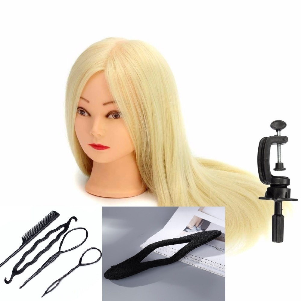 CAMMITEVER Goldene Haar Kopf Werkzeuge Salon Kosmetik Mannequin Tisch Klemme Stand Friseur Ausbildung Kopf Halfter