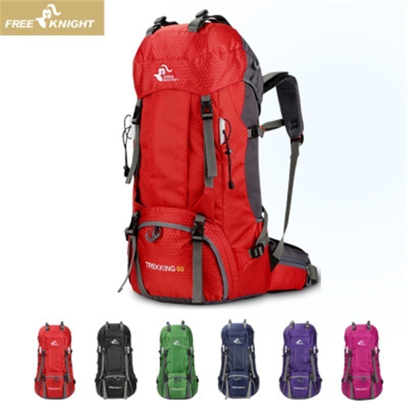 60L draussen Camping Rucksack mit Regen Abdeckung Wasserdicht für Bergsteigen Wandern Rucksäckeäcke Molle Sport Tasche Klettern Rucksack