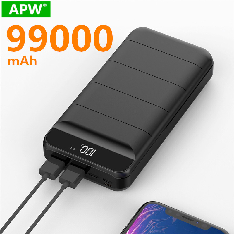 99000mah Energie Bank Externe Batterie PoverBank 2 USB LED Energie Tragbare praktisch Ladegerät für Xiao mi mi iphone 8 X Huawei