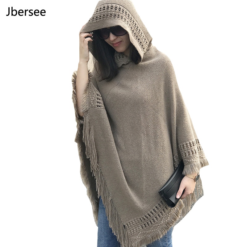 Jbersee Poncho Winter Schal frauen Luxus Winter Schal warm Acryl Schals Frauen Quasten Pashmina WN029