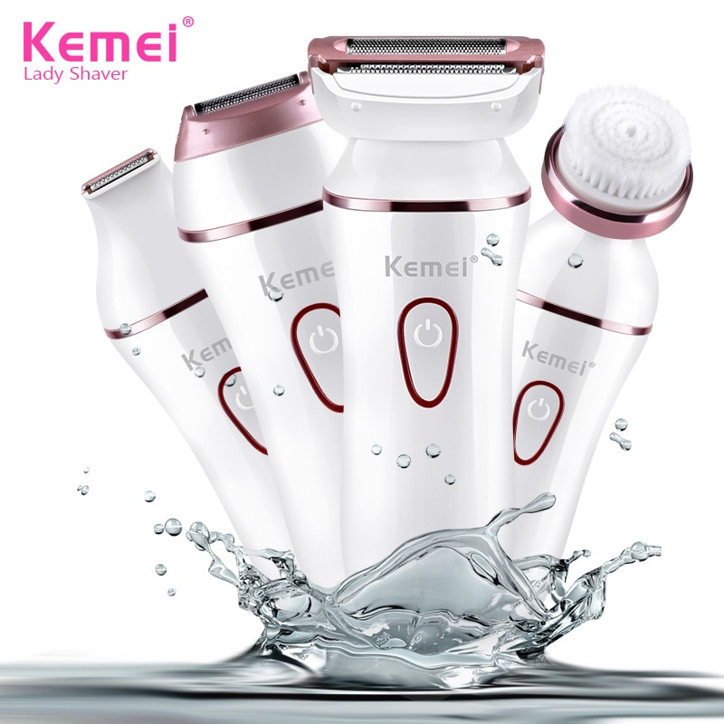 Kemei 4 in 1 Dame Elektrische Rasierer einstellen kabellos Elektrische Haar Entfernung Epilierer Für Frauen Bikini Achsel Körper Rasieren Werkzeuge